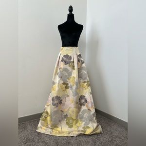 Eliza J High Waist Yellow Jacquard Ball Skirt